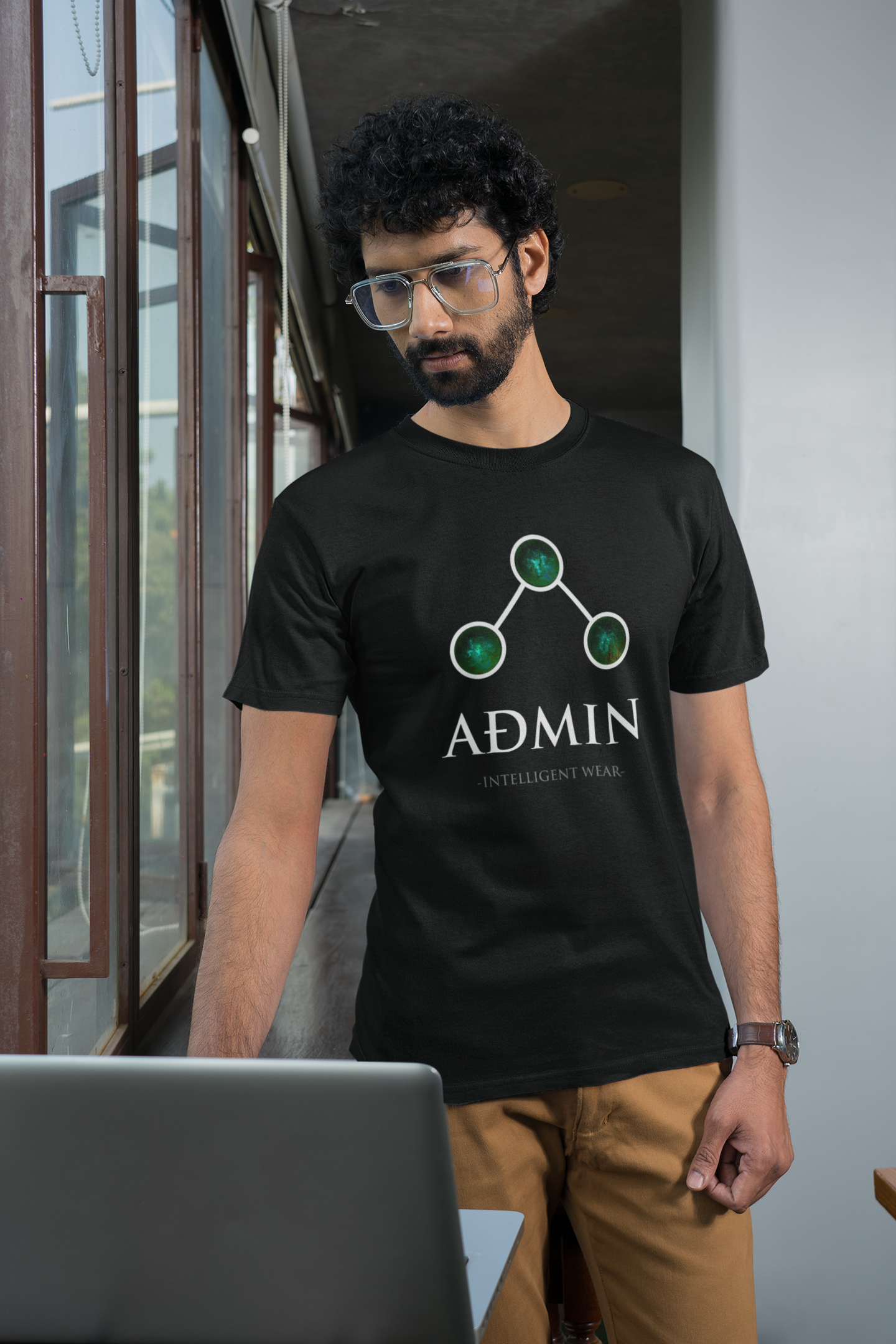 Black Cotton Tee (green orbs)