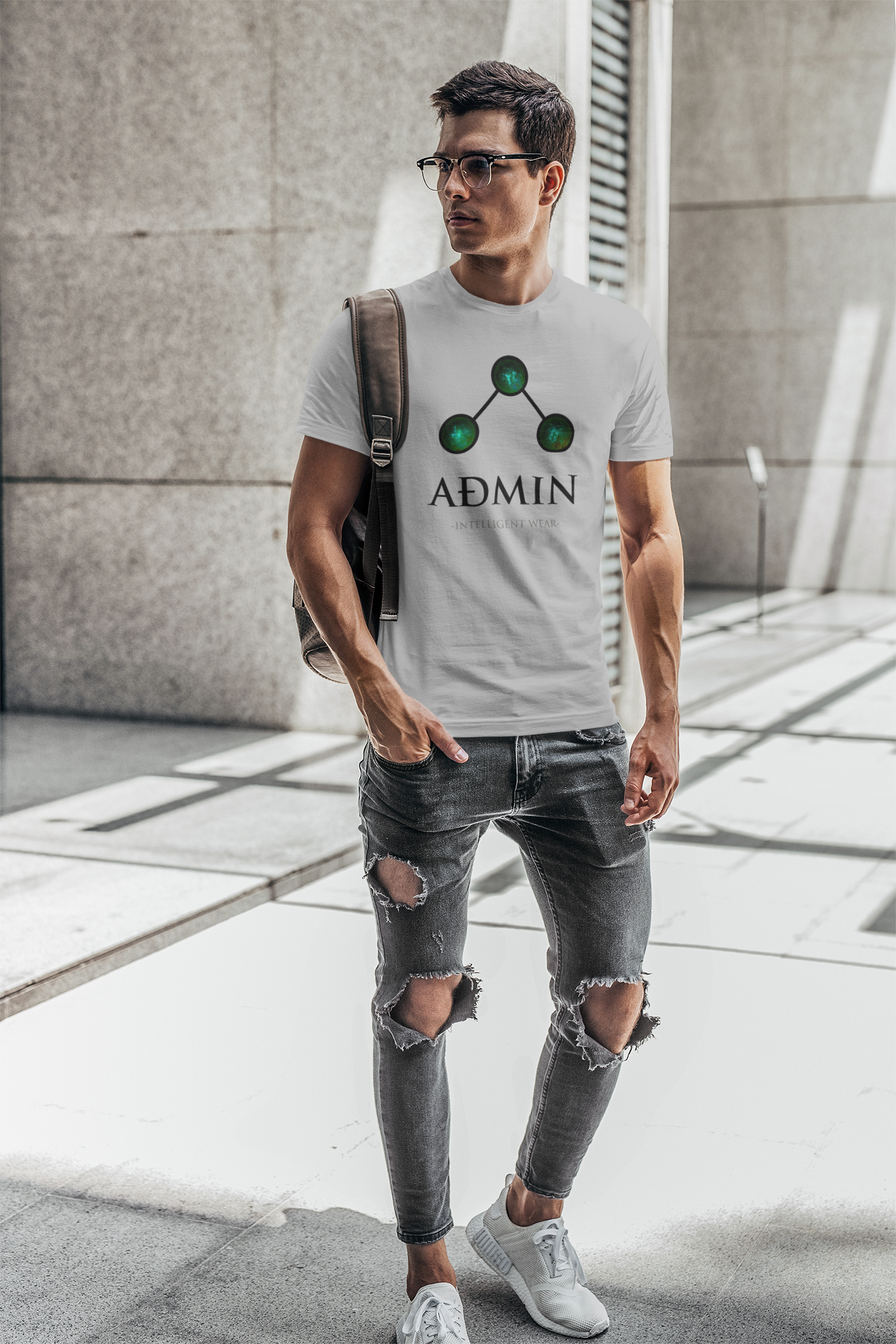Gray Cotton Tee (green orbs)