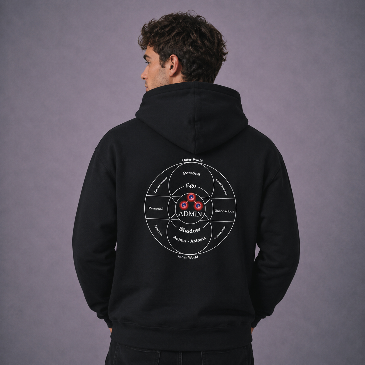 Psyche Cotton Hoodie (redblu orbs)