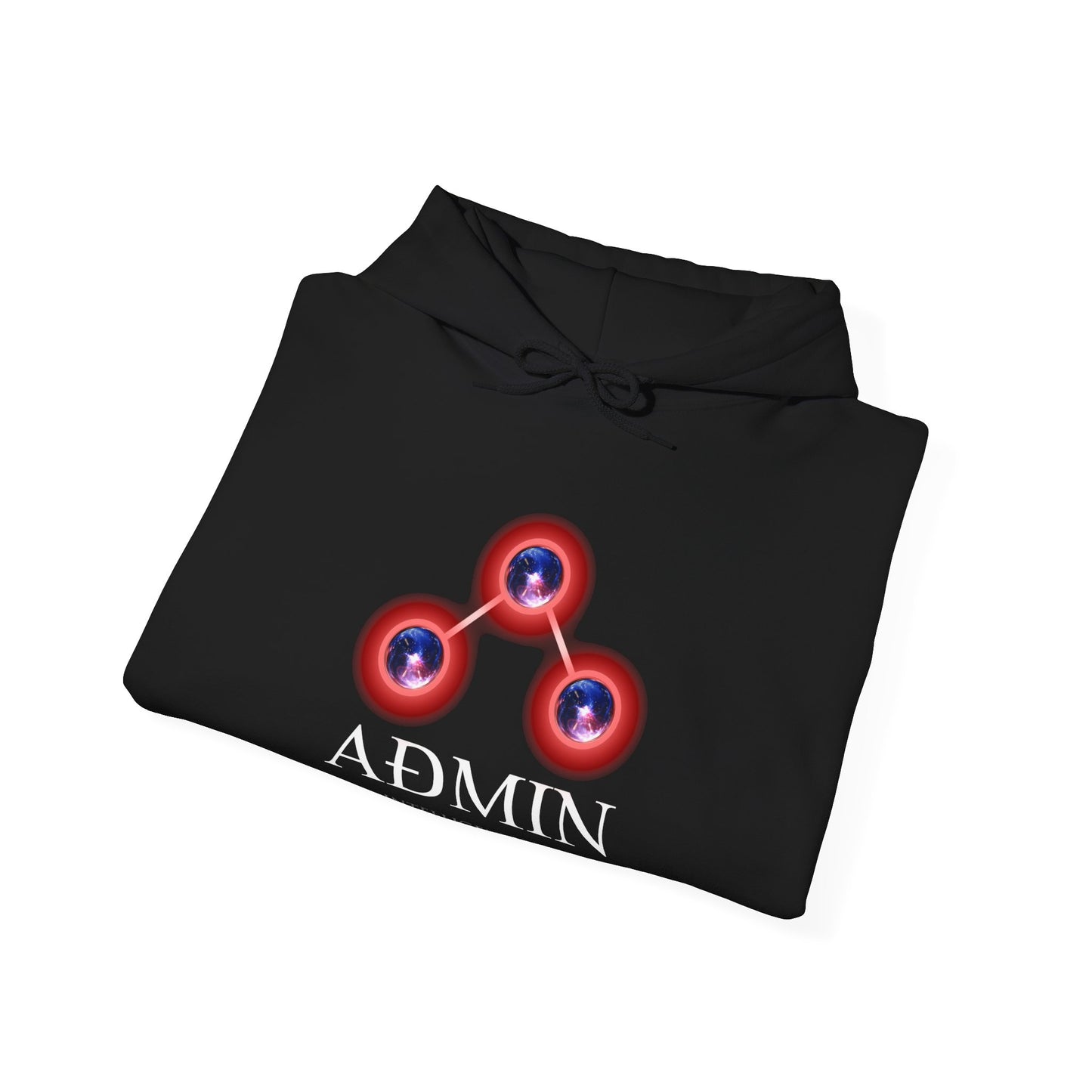 Black Cotton Hoodie (redblue orbs)