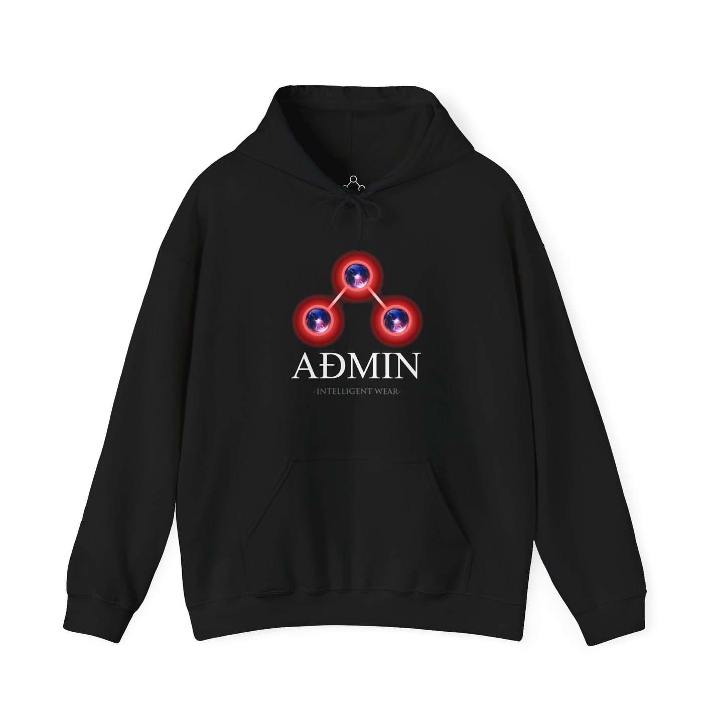 Black Cotton Hoodie (redblue orbs)
