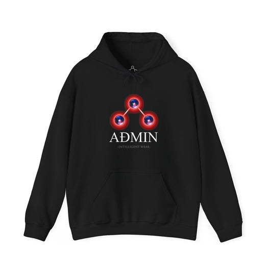 Black Cotton Hoodie (redblue orbs)
