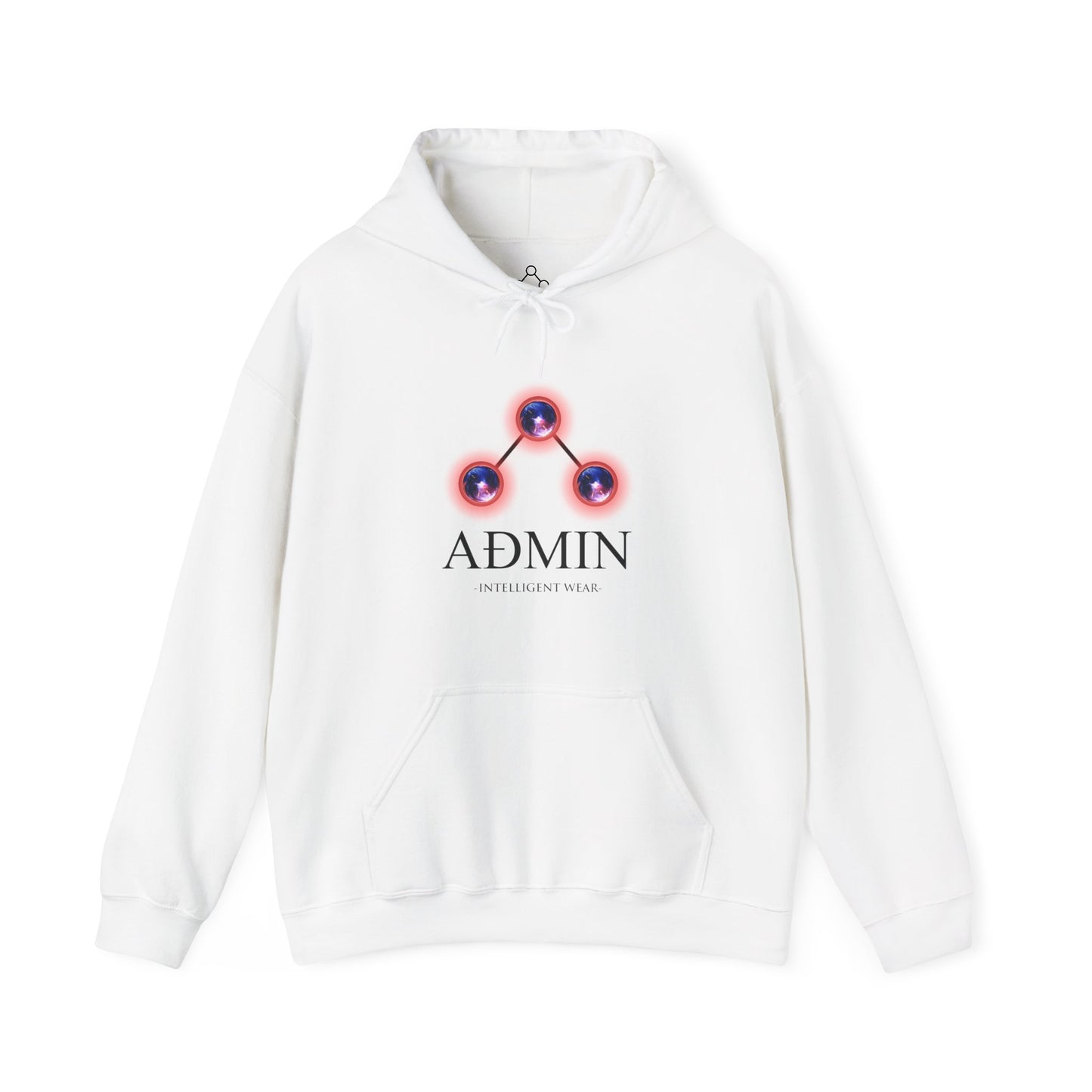 White Cotton Hoodie (redblue orbs)