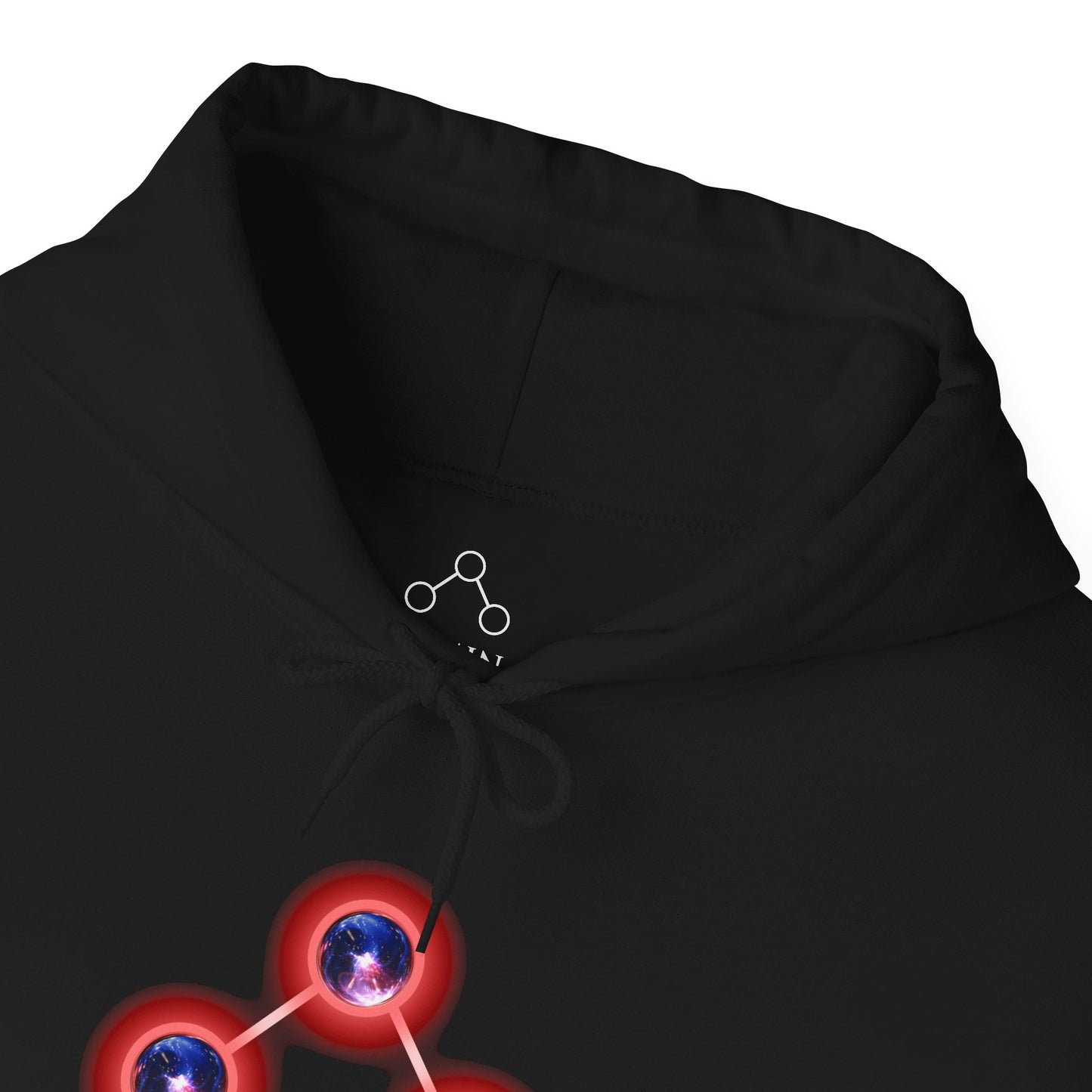 Black Cotton Hoodie (redblue orbs)