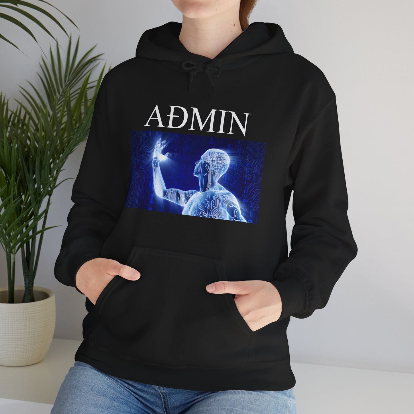 Digital Consciousness Cotton Hoodie (black)