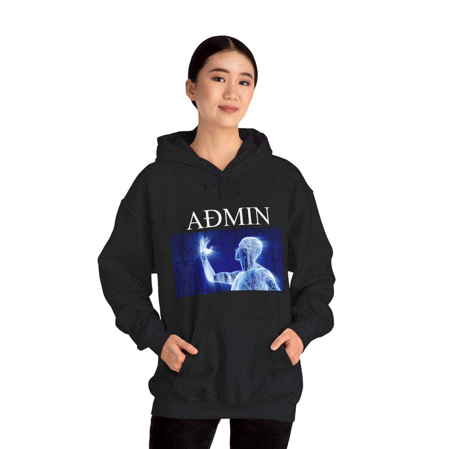 Digital Consciousness Cotton Hoodie (black)
