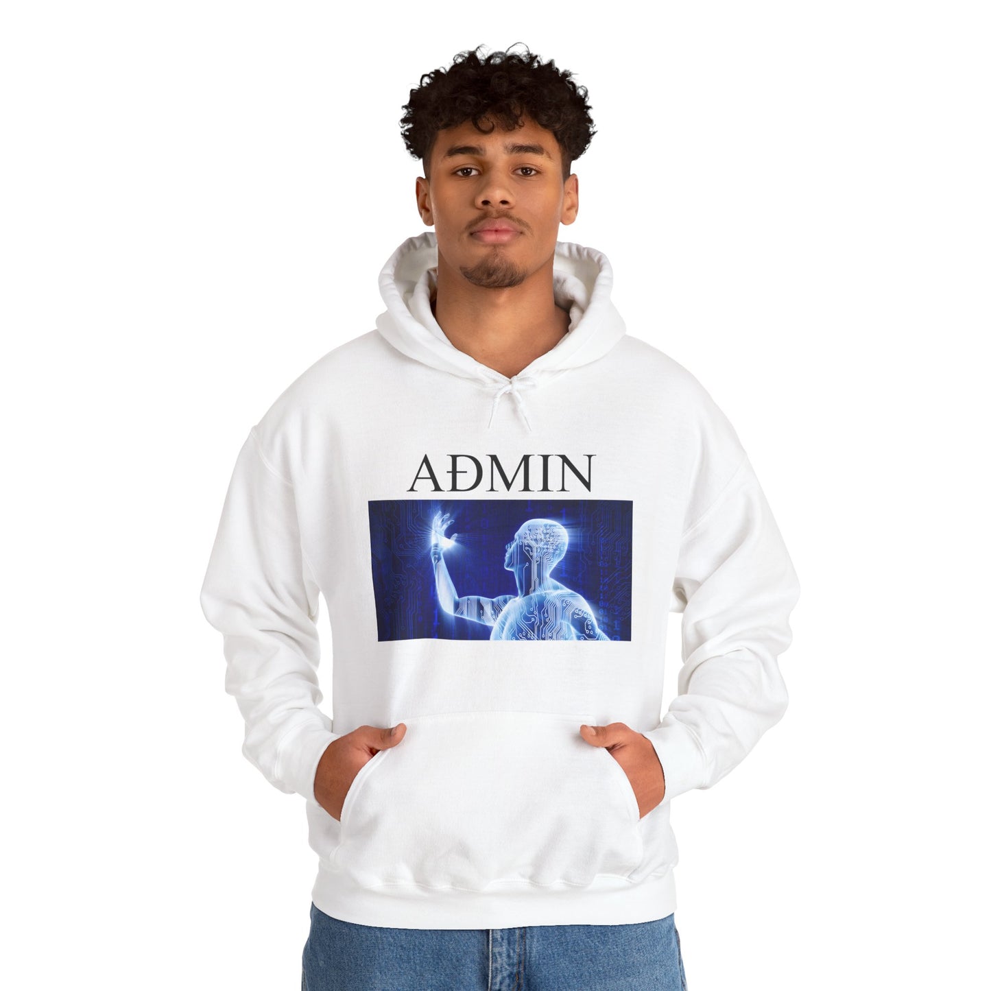 Digital Consciousness Cotton Hoodie (white)
