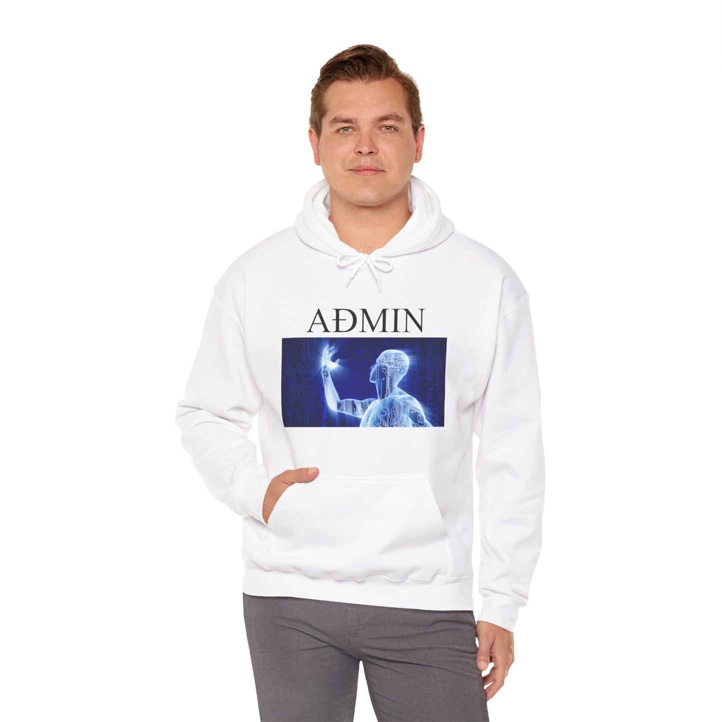 Digital Consciousness Cotton Hoodie (white)
