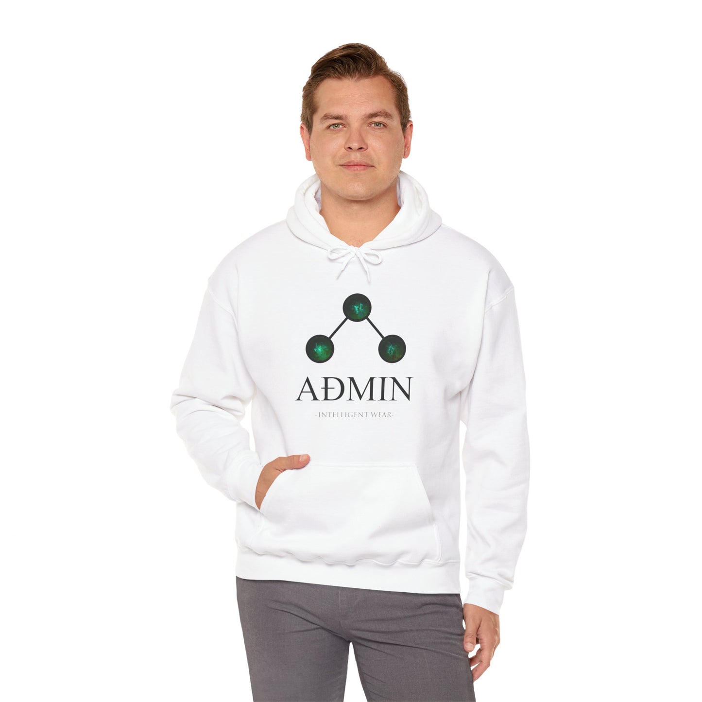 White Cotton Hoodie (green orbs)