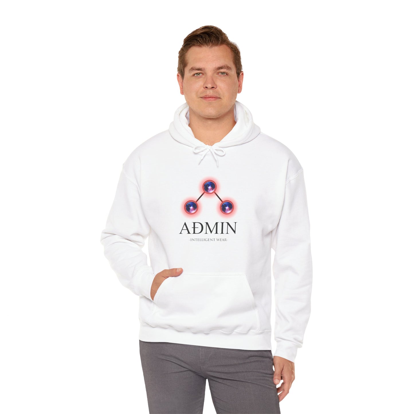 White Cotton Hoodie (redblue orbs)