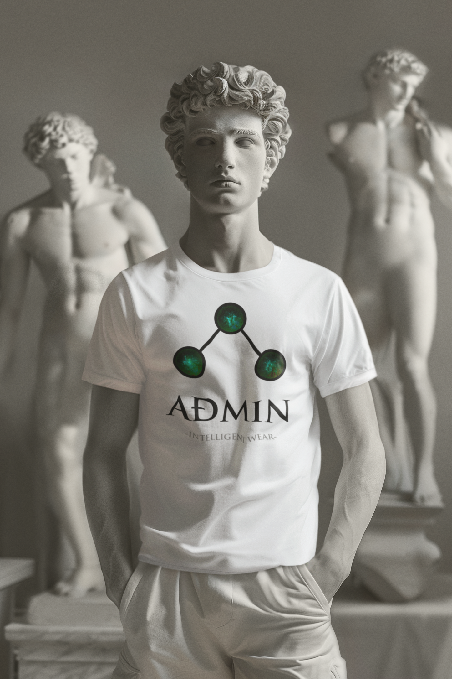 White Cotton Tee (green orbs)