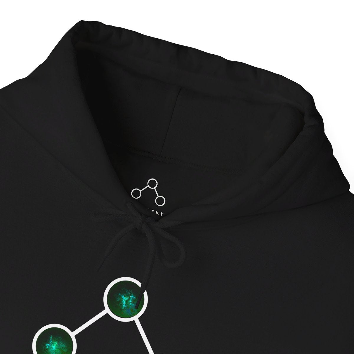 Black Cotton Hoodie (green orbs)